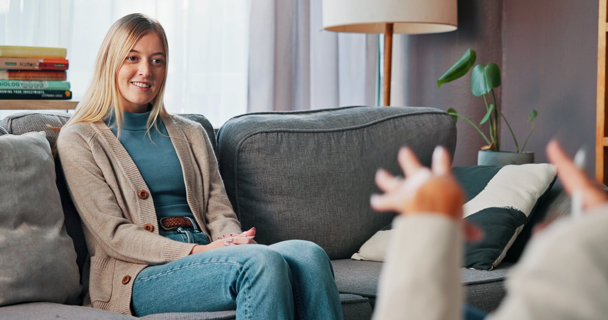 A therapist and client in conversation